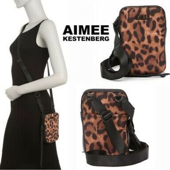 Aimee kestenberg cheetah/leopard animal print crossbody bagleather accent travel - Picture 1 of 6